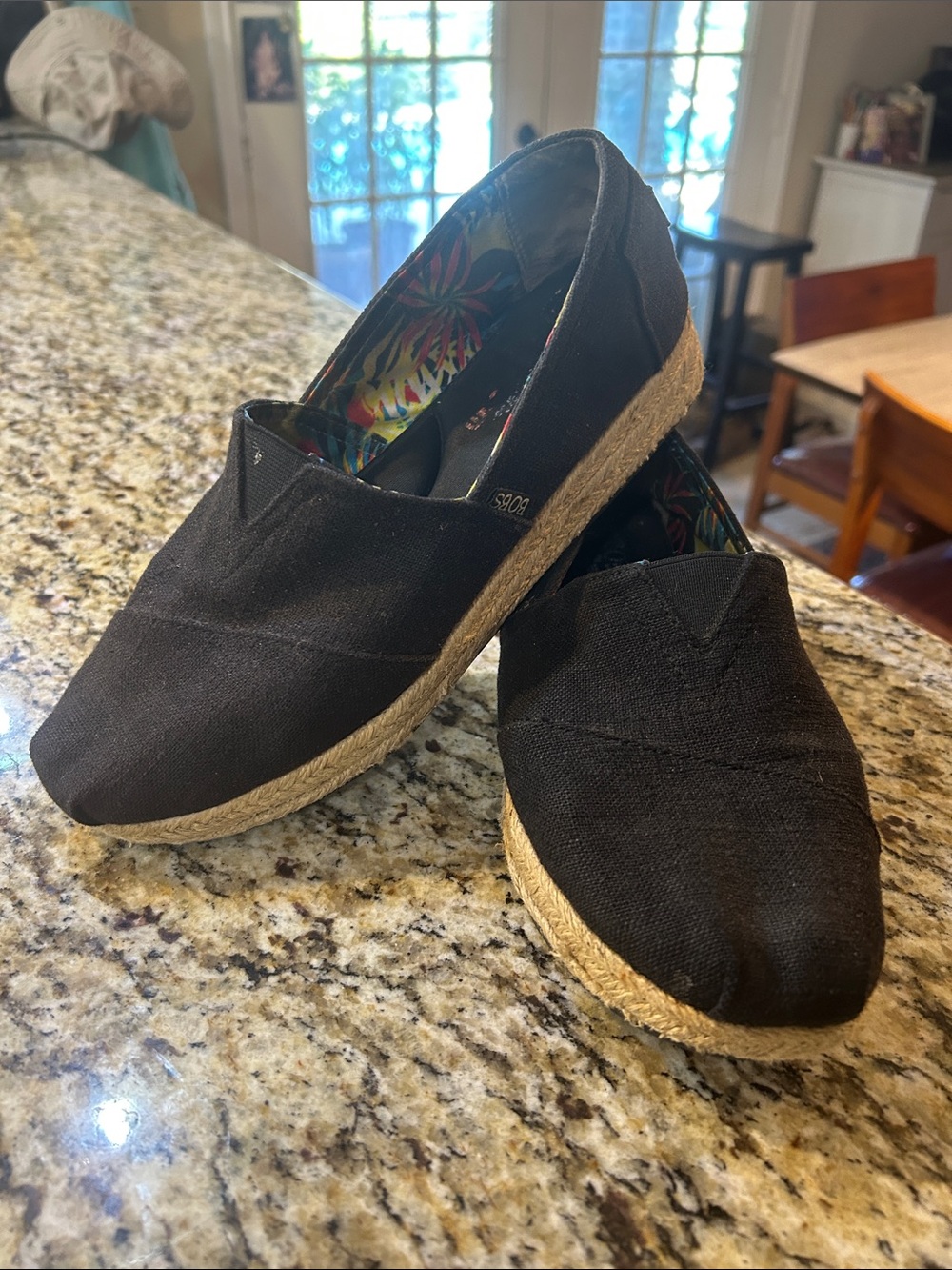 BOBS Black Canvas Espadrille Slip-Ons US 9.5